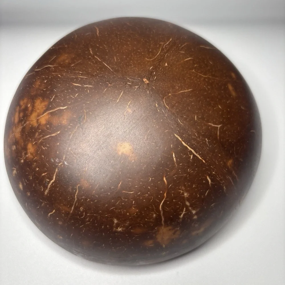 Coconut Shell Trinket Bowl Elephant Stamp Green Iridescent‎ Artisan